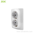 Twin Schuko Power Socket 2 gang wall socket